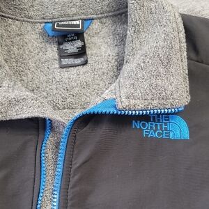 The North Face Black and Gray Fleece Jacket with Blue Trim